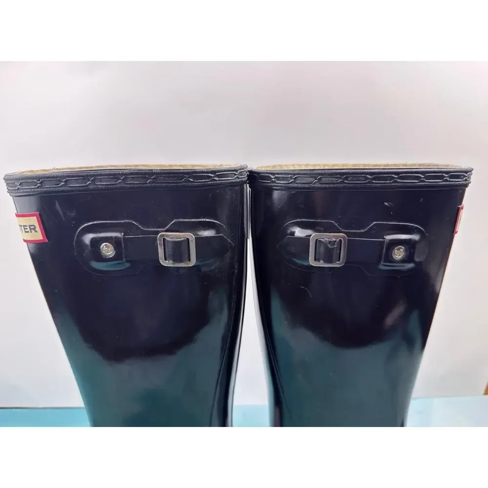 Hunter Original Kids Gloss Black Rain Boots Youth US 1 EU 32 Waterproof